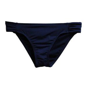 NWT Island Escape Ruched-Side Bikini Bottoms Navy